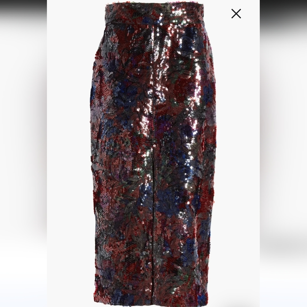 Roseanna Woodcut Sequin Midi Pencil Skirt, Sz 40/US 8 - Picture 5 of 15